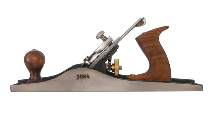 No. 5 Smoothing Jack Plane is excellent for general shaving of wood surfaces. It is great for the rapid & rough removal of wood stock, before finer planes that generally follow for finishing. Cutting iron is made of high carbon steel, hardened & tempered under precise control. resting at 25° angle. Made by Rider / Soba