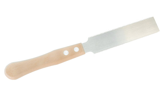 Made in Japan · Japanese Gyokucho Flush Cutting Double Edge Saw Model No. 1151 ~ Very flexible blade ~ Tapered blade - great for tight areas ~ Excellent for fine detail work ~ Blade is riveted in a Beechwood handle ~ A very flexible Japanese pull-saw that's great for fine delicate work & flush cutting