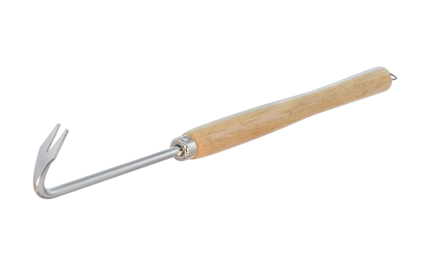 Japanese Saboten 2-Prong Hand Weeder. A popular style of V-weeder with a 2-prong tip that catches roots firmly so you can pull up the weeds. A great quality hand weeder. Curved blade head. Hardwood handle. Model 510KL.  Long Handle Saboten Two Prong Weeder. 17-1/4" Overall Length. 4976365510194. Made in Japan.