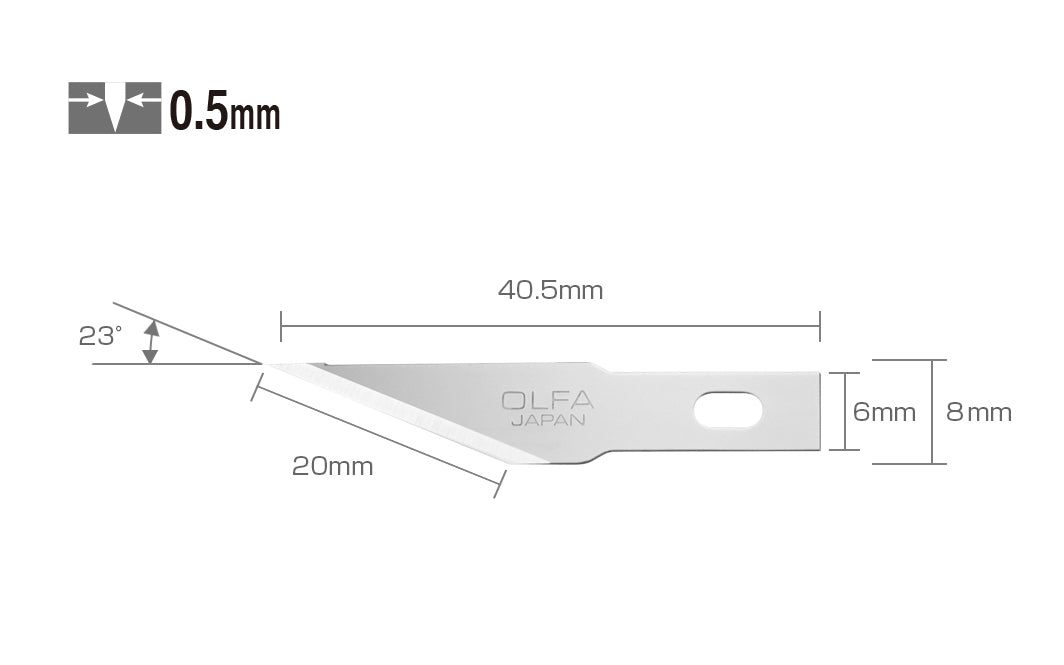 These Olfa KB4-S/5 Precision Art Blades is for intricate & detailed work. Crafted from premium Japanese tool steel, these blades are tempered for strength to remain ultra sharp throughout your project. Precise 23° angle for detailed cutting. Designed for Olfa AK knife & AK-4 knife. 5 Pack. 091511500905. Made in Japan