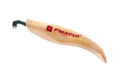 Flexcut Left-Handed V-Scorp 70° x 1/4" (6 mm) KNL24 is essentially a left-angled gouge designed for carving areas where the full length of a gouge will not fit. Knife carvers will find them useful for hollowing deep, narrow cavities. High Carbon Spring Steel blade, Tempered to HRC 59-61. Left Hand Scorp. 651646510240