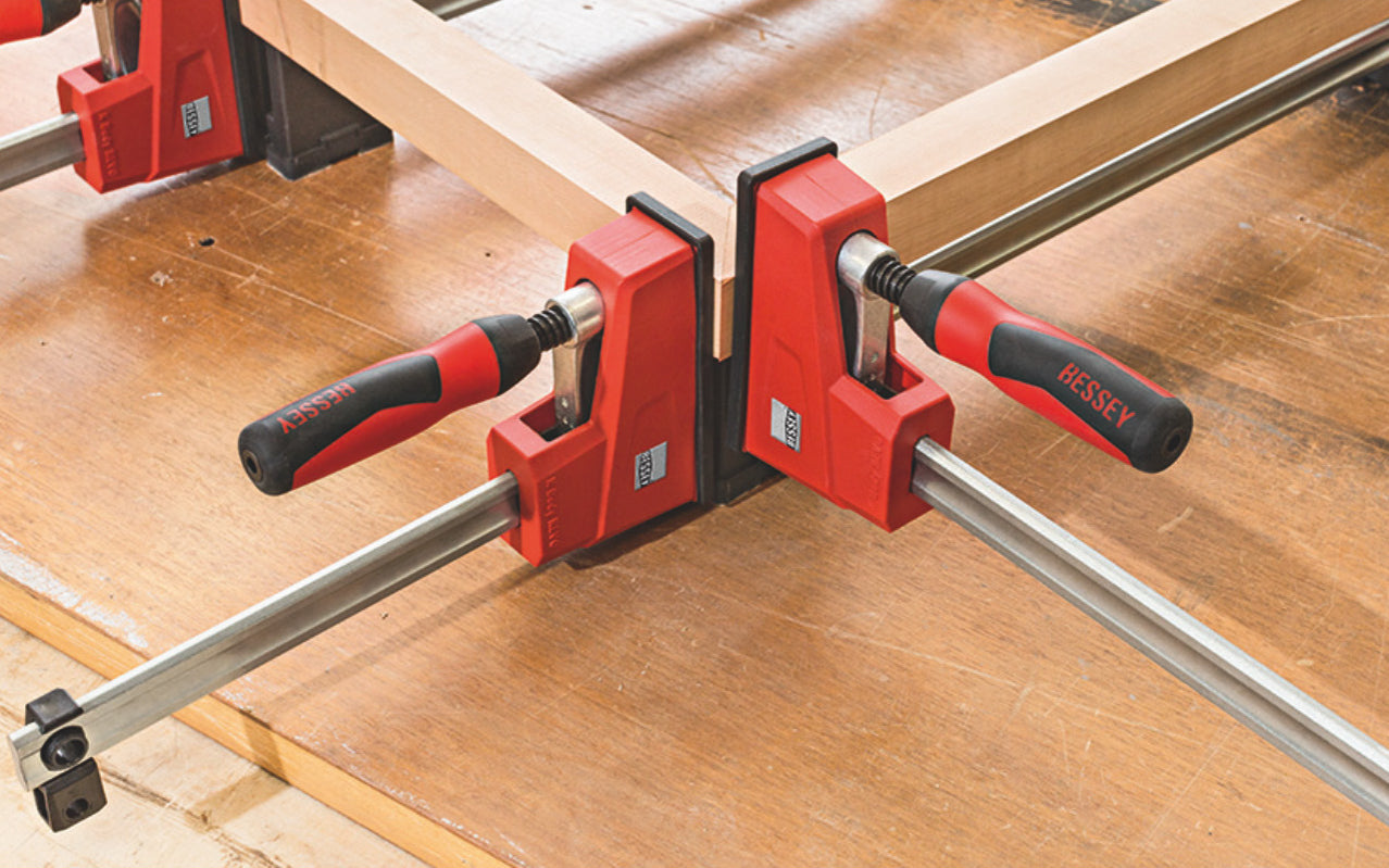 These Bessey K Body Revo KP Framing Set ~ Four 90° Clamping Blocks are perfect for four corner framing. Clamping force is applied precisely so each component is aligned at 90 degrees. 4 blocks per set. These blocks can be used with Bessey K Body clamps from 12" to 98".  For pictures, drawers & doors. Made in Germany.