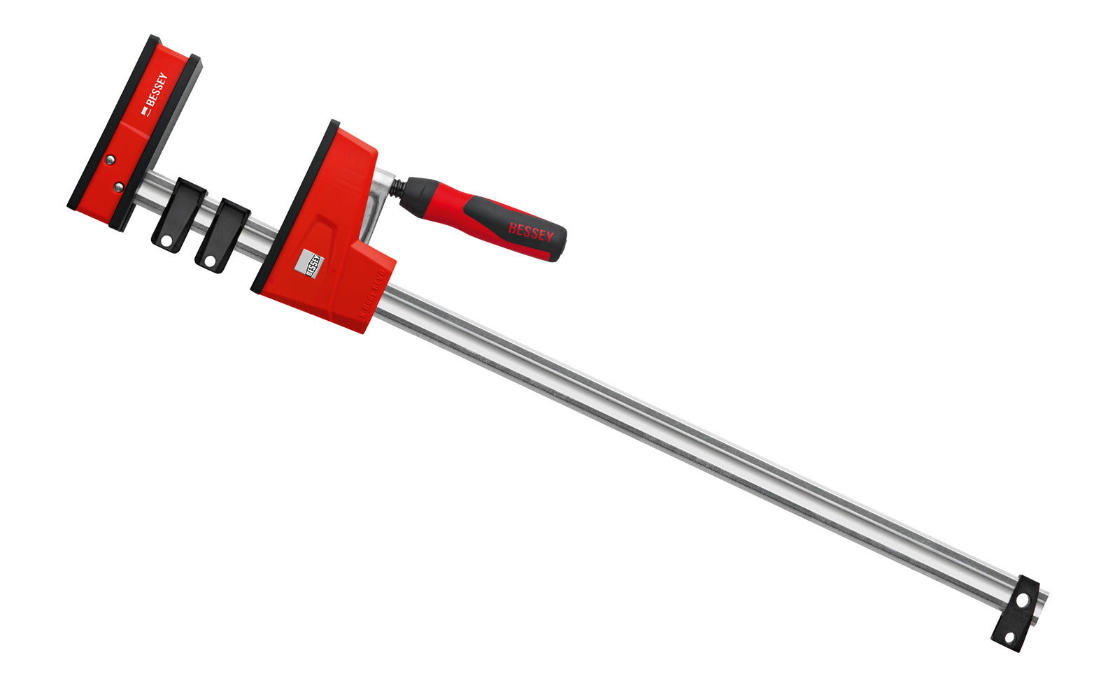 Bessey Parallel K-Body Bar Clamps are powerful clamps designed to clamp at 90 degrees to the rail with very large clamping surfaces. Converts to spreading with no tools required in seconds by removing end stop & reversing operating head. 24" opening - 3-3/4" throat depth - Model KRE3524 - Anti-slide mechanism - REVO - 788502203746