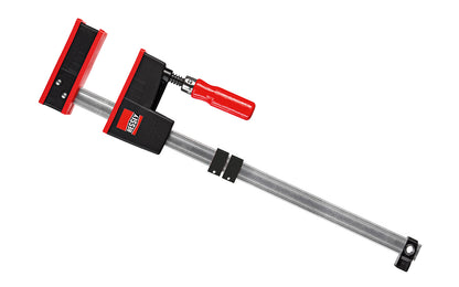 Bessey Parallel K-Body REVO JR Bar Clamps have 90 degree jaws that make cabinet work, frame ups, drawers & any other right-angle glue-up a much easier task. 18" max opening - 3-1/4" throat depth - Model KRJR-18 - Bessey K Body REVO JR - The large surface areas distribute high clamping force evenly - Wooden Handles - 091162001417
