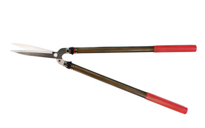 Japanese Telescopic Hedge Shears made by Kamaki in Japan. Made of high carbon steel, the cutting edges are sharp & cut nicely. Works great for various garden tasks such as trimming, thinning, & shearing. The handles are extra large for a good grip. Extends out to 48" overall length (1.2 m). Made in Japan. 4953699412004