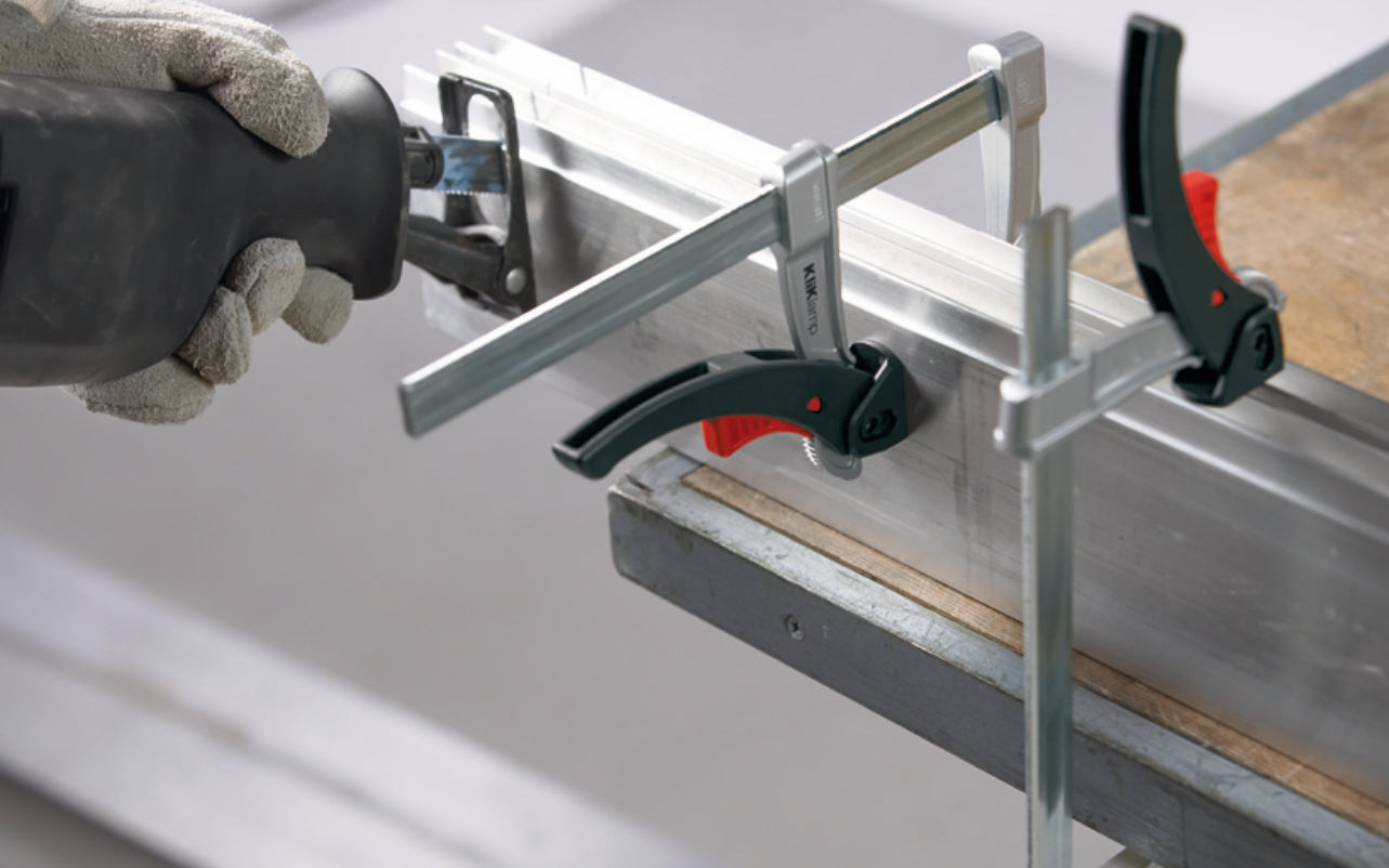 Bessey 8" "KliKlamp" Light Duty Lever Clamp KLI3.008 creates up to 260 lbs. of clamping force. Positive locking ratchet action. Made of sturdy magnesium which makes it lightweight & strong. Fixed arm with v-grooves holds round & angular components firmly in place. 8" clamping capacity - 3" throat depth. Made in Germany