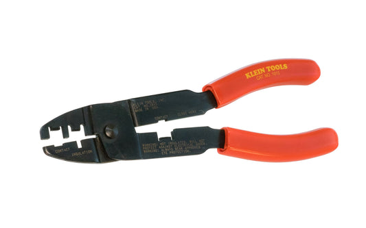 Klein Tools Modular Plug Service Tool No. 1015 is designed for servicing modular plug connectors. Two precision contact crimping nests for a variety of 6 & 8 position (RJ11 & RJ45) plugs, including Category 5; 2-position line & 4-position & handset plugs. 092644744150. Terminates 2/4/6 Pos. RJ11. Terminates 8 Pos. RJ45. Made in USA plier