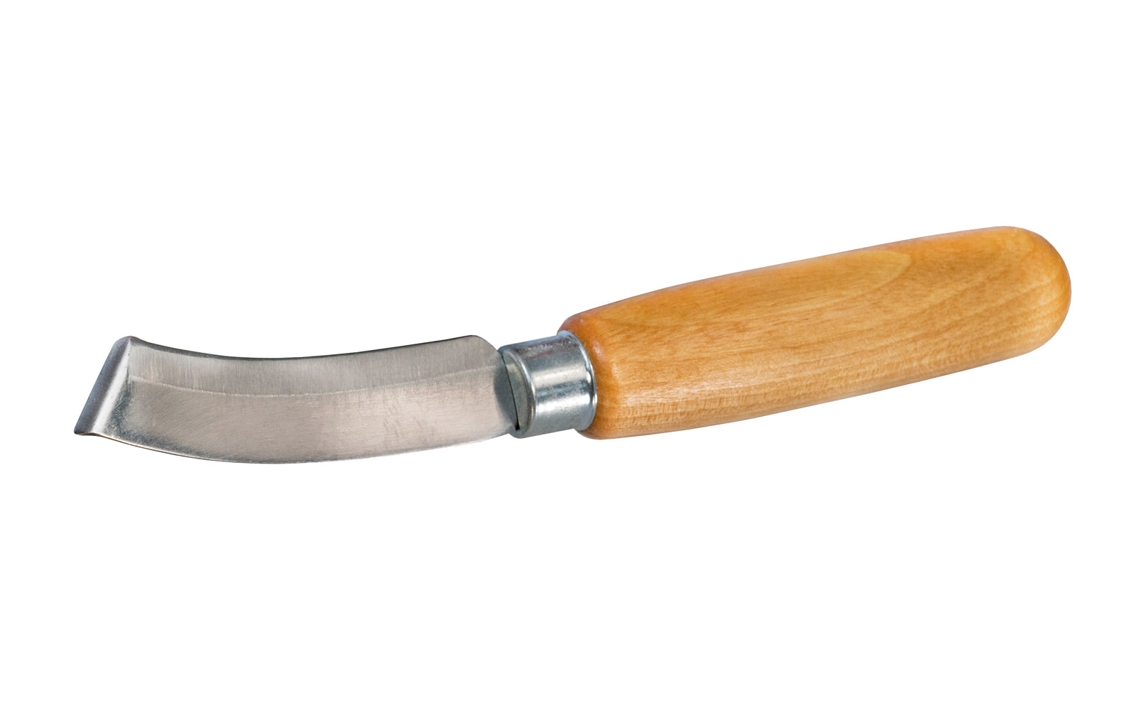Made in USA · C.S. Osborne No. 81-R - A quality USA-made curved lip knife made by C.S. Osborne. High quality chromed vanadium steel. Hardened, tempered, ground & sharpened. Hardwood handle securely riveted blade & nickel plated ferrules. Curved-lip on end of blade - Excellent knife for shoe repair - Right Handed Knife ~ 096685600628