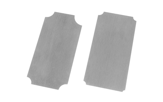 Lynx Shaped Scraper Set. 2-piece quadrant cabinet scraper set made in Sheffield, England. The scrapers creates razor-thin shavings & produce a fine smooth finish when used. Scraper size:  5" x 2-1/2" ~ 1/8", 3/16", 1/4", 5/16". Scraper size:  5" x 2-1/2" ~ 3/8", 7/16", 1/2", 5/8". Garlick & Son Thomas Flinn. Model LQS
