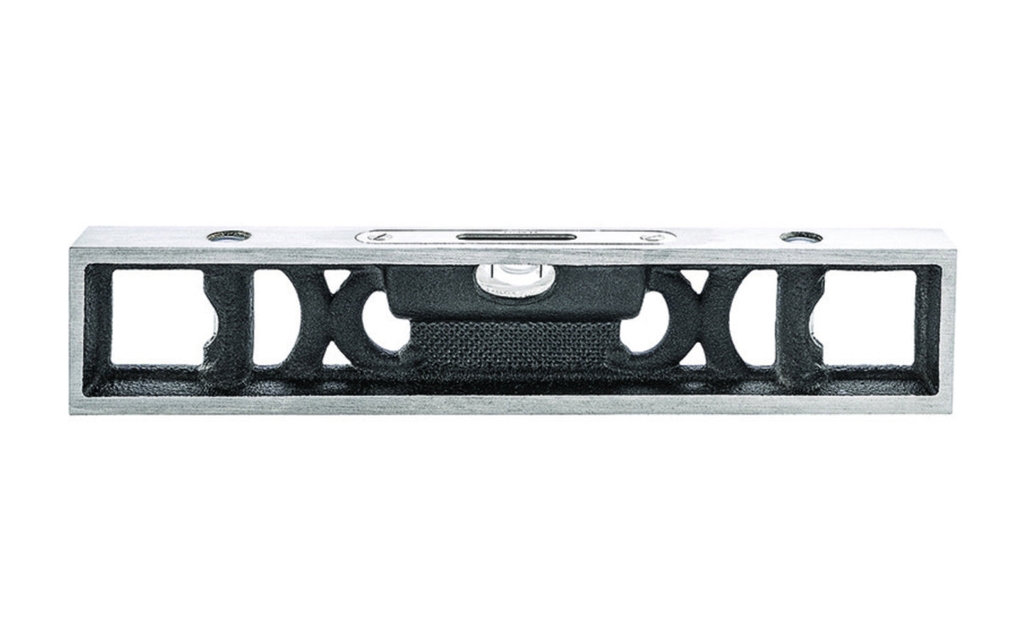 Starrett 132-6 Bench Level. One main vial &amp; double plumb vials. Attractive filigree design of these levels provides a lighter weight, and the curved design evenly dissipates excess heat. The base of the levels features an involute groove running the length of the base, which provides a reliable seat for round work. Main vials have approximately 19-minute sensitivity, if the bubble moves 1/8" off the graduated lines, out-of-level is approximately .080" per foot Made in USA.