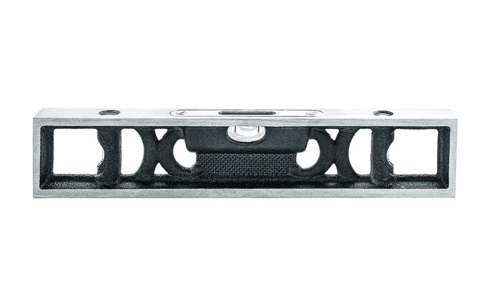 Starrett 132-6 Bench Level. One main vial &amp; double plumb vials. Attractive filigree design of these levels provides a lighter weight, and the curved design evenly dissipates excess heat. The base of the levels features an involute groove running the length of the base, which provides a reliable seat for round work. Main vials have approximately 19-minute sensitivity, if the bubble moves 1/8" off the graduated lines, out-of-level is approximately .080" per foot Made in USA.