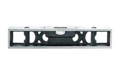 Starrett 132-6 Bench Level. One main vial &amp; double plumb vials. Attractive filigree design of these levels provides a lighter weight, and the curved design evenly dissipates excess heat. The base of the levels features an involute groove running the length of the base, which provides a reliable seat for round work. Main vials have approximately 19-minute sensitivity, if the bubble moves 1/8" off the graduated lines, out-of-level is approximately .080" per foot Made in USA.