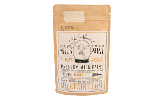 This Milk Paint color is "Light Cream" color - It is a creamy antique white color. Comes in a powder form, you can control how thick/thin you mix the paint. Use it as you would regular paint, thinner for a wash/stain or thicker to create texture. Environmentally safe, non-toxic & is food safe. 100% VOC free. Powder Paint. Made in USA