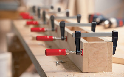 Bessey Clamps ~ Model No. LM2.004 - Light weight, & made of quality durable material, Bessey Light-Duty Steel Bar Clamps heads are made of tough die cast zinc, & black powder coated to prevent corrosion. Plastic pressure cap protect  work piece surface. 330 lbs. Clamping force - Excellent for woodworking - 4" Long