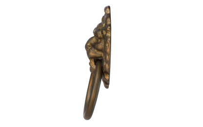 Classic & traditional lion-head ring pull. Great for embellishment of cabinets, drawers, & furniture. Made of quality solid brass material, this ring pull is thick & stout for durable use. Designed in the 19th century style, Victorian style, Duncan Phyfe style of hardware. Antique Brass Finish.