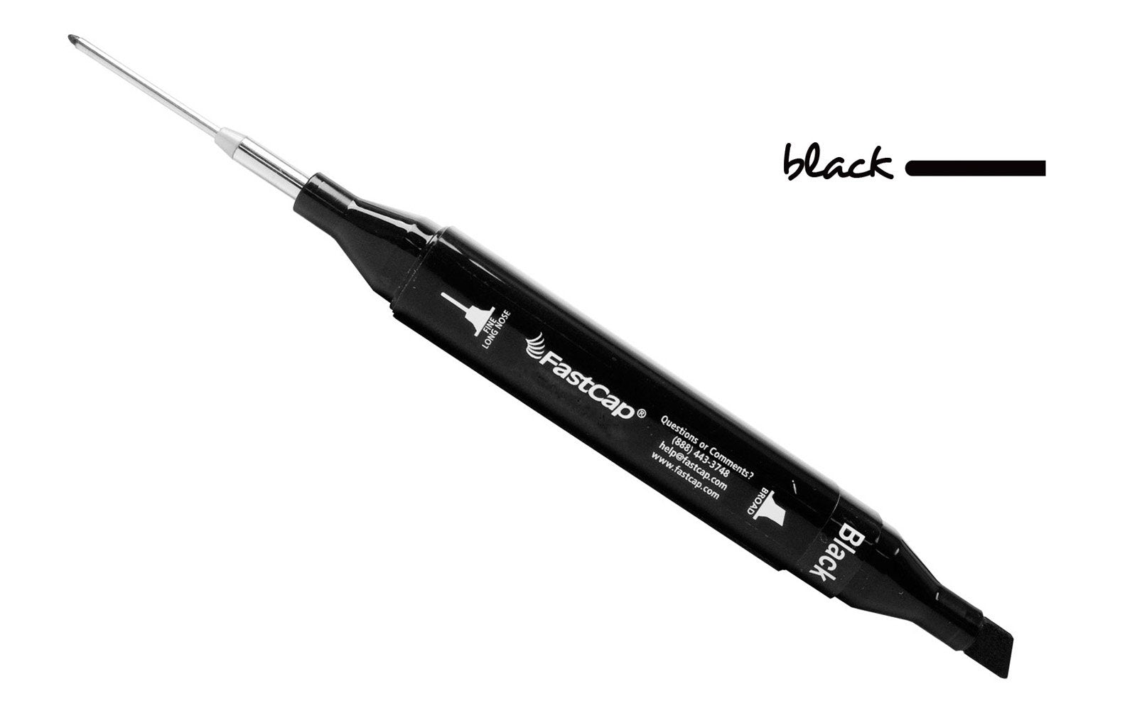 FastCap Thin Long Nose Marker solves all your tricky layout problems. It has a 1-1/2" long reach & fine point tip for marking inside holes & along walls while the other end has a wide tip for general use. Permanent & waterproof, it will be your go-to marker for any job
