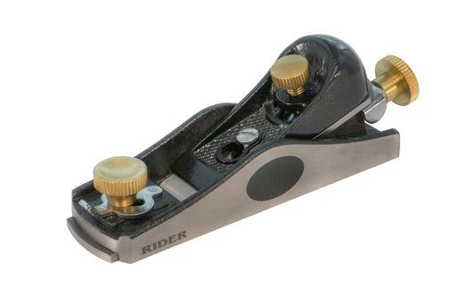 This Low Angle Block Plane - No. 60-1/2 is great for planing end grain on wood, plastic laminates, edges & touch-up work on any flat surface. The low angle blade is fully supported, thus minimizing annoying blade vibrations. Accurately machined & finished with a durable high gloss stoving enamel. Made by Rider / Soba