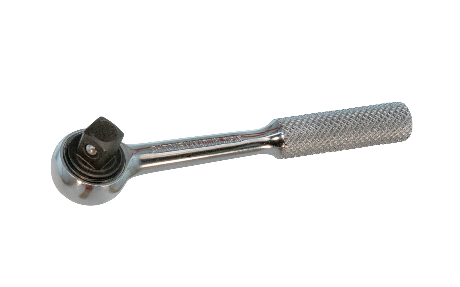 This 5" Small Ratchet Handle 3/8" Dr. is made of Chrome Vanadium Steel with an etched steel handle for a good grip. Easy change reversible ratchet direction. 5" overall length. 3/8" drive. Made in Japan.