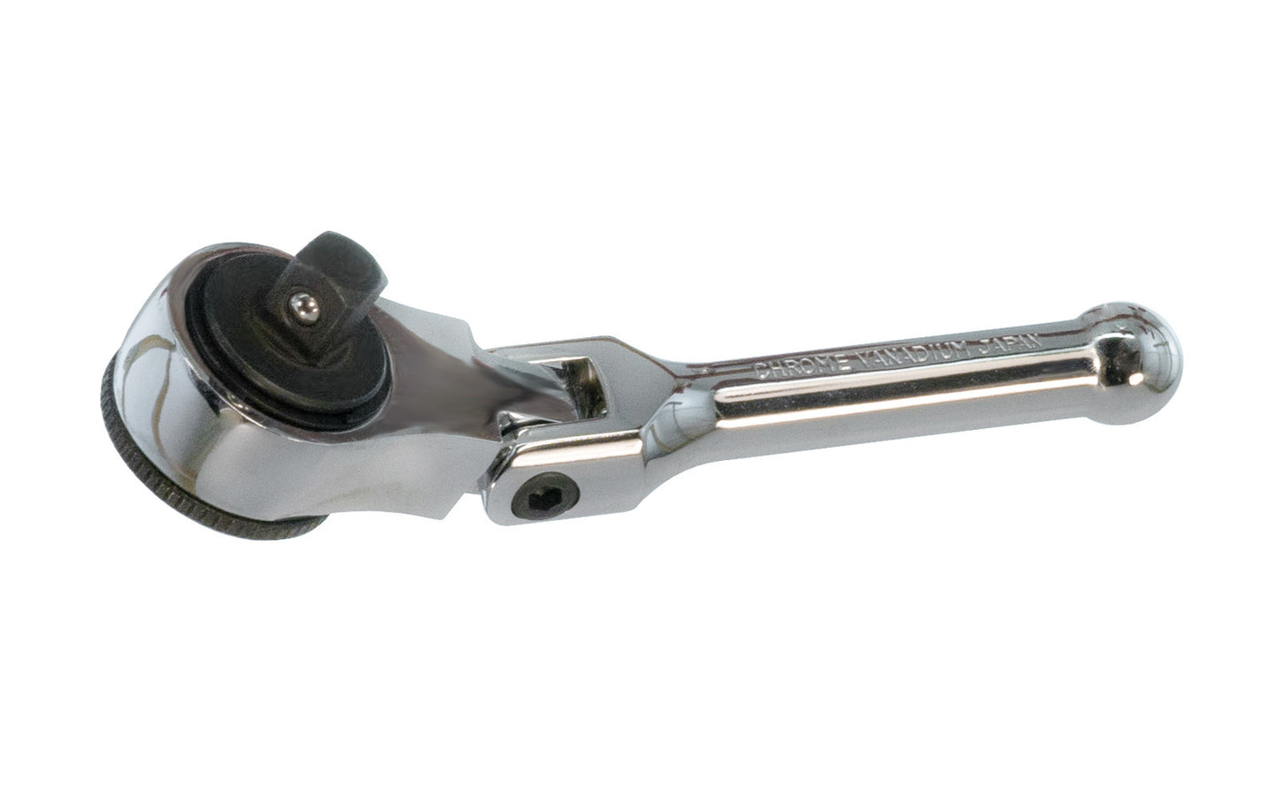 This 5" Ratchet Handle 3/8" Dr with Flex Head is made of Chrome Vanadium Steel. Easy change reversible ratchet direction. 5" overall length. 3/8" drive. Flexible head. Japanese Ratchet Handle.   Made in Japan.