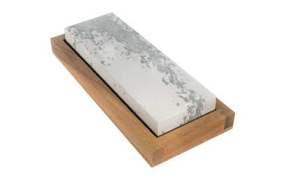 The Soft/Black Hard Arkansas Bench Stone with Wooden Box ~ 6" x 2"' (Model MBC-6-C) has the Black Hard & Soft Arkansas Stone laminated together. Made in USA.
