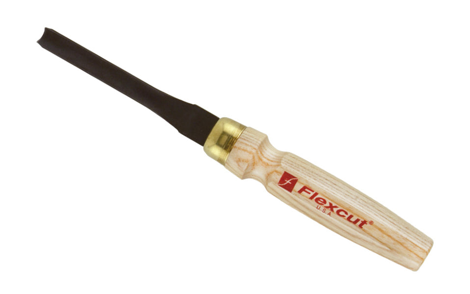 Made in USA • Model MC208 - High Carbon Steel Blade - Flexcut Mallet Carving Tool - Mallet Gouge - Carving Gouge - Shallow Sweep - Regular curved gouge - Mallet gouge tool can be used by hand or struck with a mallet - Sculpture mallet gouge - Hardwoods - No. 7 Sweep - #7 Sweep x 7/16" (11 mm) wide blade - 651646082082