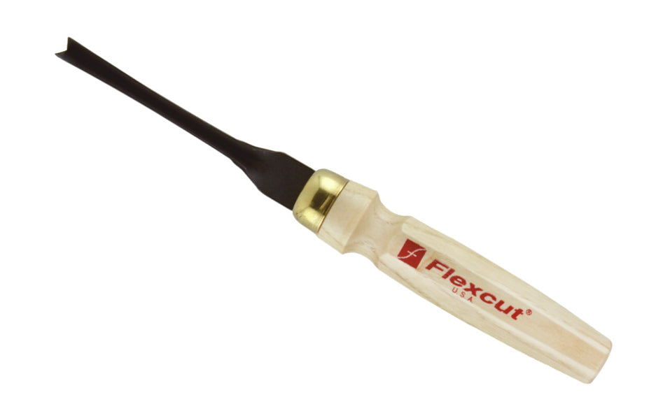 Made in USA • Model MC360 - High Carbon Steel Blade - Flexcut Mallet Carving Parting Tool - Mallet Gouge - Carving Gouge - V gouge - Mallet gouge tool can be used by hand or struck with mallet - Sculpture mallet gouge - Hardwoods - 60° V-tool - 3/8" (9 mm) wide blade - 651646083607- V tool - 60 degree parting 