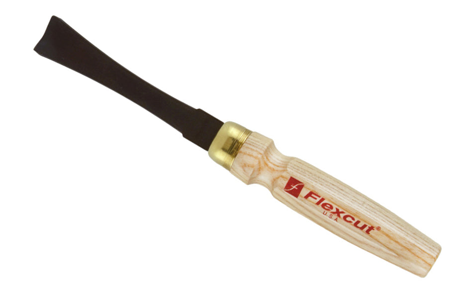 Made in USA • Model MC407 - High Carbon Steel Blade - Flexcut Mallet Carving Tool - MLT - Mallet Gouge - Carving Gouge - Shallow Sweep - curved gouge - Mallet gouge tool can be used by hand or struck with a mallet - Sculpture mallet gouge - Hardwoods - No. 7 Sweep - #7 Sweep x 15/16" (23 mm) wide blade - 651646084079  - Flexcut MLT Gouge -  MLT tool - MLT Mallet Gouge