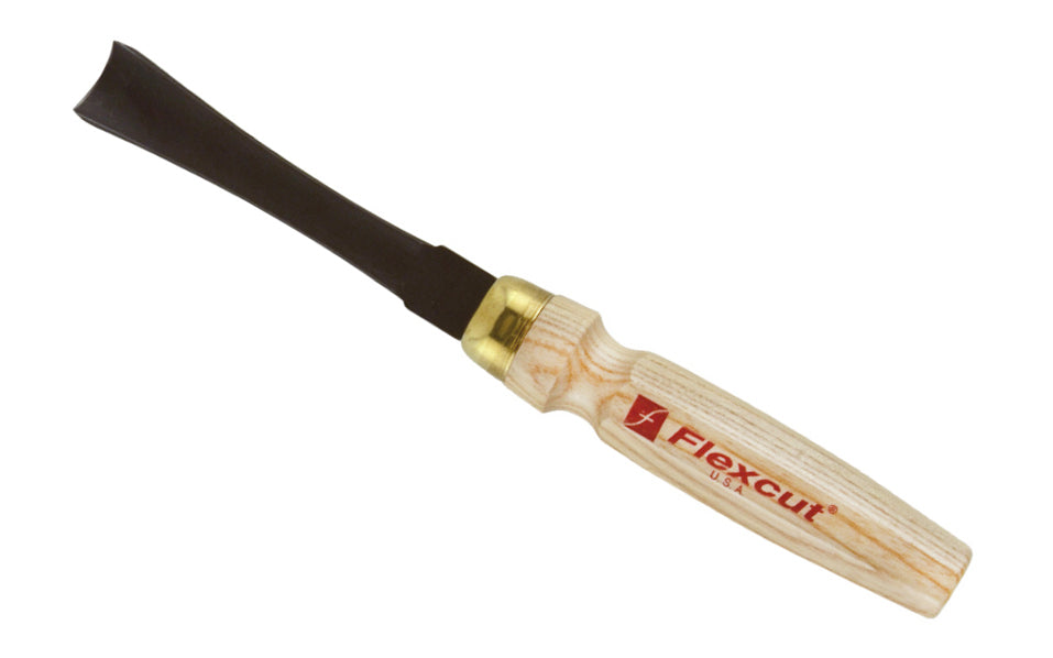 Made in USA • Model MC408 - High Carbon Steel Blade - Flexcut Mallet Carving Tool - Mallet Gouge - Carving Gouge - Shallow Sweep - regular curved gouge - Mallet gouge tool can be used by hand or struck with a mallet - Sculpture mallet gouge - Hardwoods - No. 8 Sweep - #8 Sweep x 13/16" (20 mm) wide blade - 651646084086 - Flexcut MLT Gouge -  MLT tool - MLT Mallet Gouge