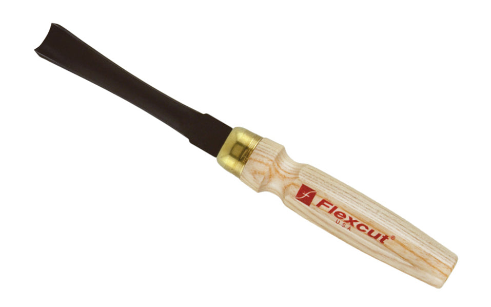 Made in USA • Model MC409 - High Carbon Steel Blade - Flexcut Mallet Carving Tool - Mallet Gouge - Carving Gouge - Shallow Sweep - regular curved gouge - Mallet gouge tool can be used by hand or struck with a mallet - Sculpture mallet gouge - Hardwoods - No. 9 Sweep - #9 Sweep x 3/4" (18 mm) wide blade - 651646084093 -  MLT tool - MLT Mallet Gouge -  MLT tool - MLT Mallet Gouge