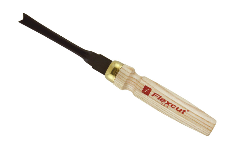 Made in USA • Model MC460 - High Carbon Steel Blade - Flexcut Mallet Carving Parting Tool - Mallet Gouge - Carving Gouge - V gouge - Mallet gouge tool can be used by hand or struck with mallet - Sculpture mallet gouge - Hardwoods - 60° V-tool - 1/2" (12 mm) wide blade - 651646084604 - V tool - 60 degree 