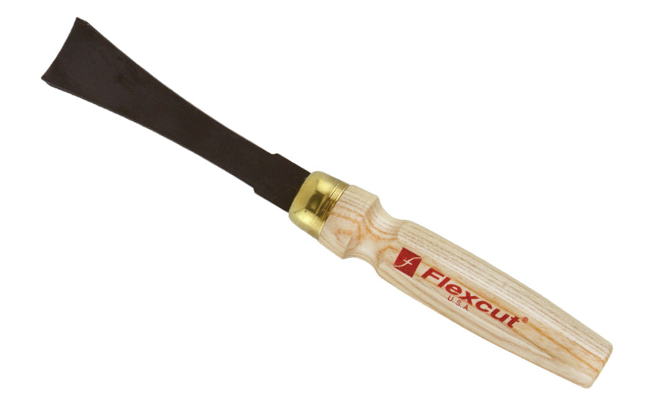 Made in USA • Model MC505 - High Carbon Steel Blade - Flexcut Mallet Carving Tool - Mallet Gouge - Carving Gouge - Shallow Sweep - regular curved gouge - Mallet gouge tool can be used by hand or struck with a mallet - Sculpture mallet gouge - Hardwoods - No. 5 Sweep - #5 Sweep x 1-3/16" (30 mm) wide blade - 651646085052 -  MLT tool - MLT Mallet Gouge