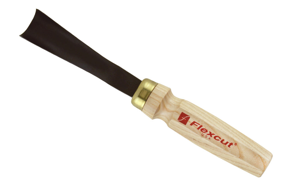 Made in USA • Model MC711 - High Carbon Steel Blade - Flexcut Mallet Carving Tool - Mallet Gouge - Carving Gouge - Sweep - regular curved gouge - Mallet gouge tool can be used by hand or struck with mallet - Sculpture mallet gouge - Hardwoods - No. 10 Sweep - #10 Sweep x 1-1/8" (28 mm) wide blade - 651646087117 - MLT tool - MLT Mallet Gouge