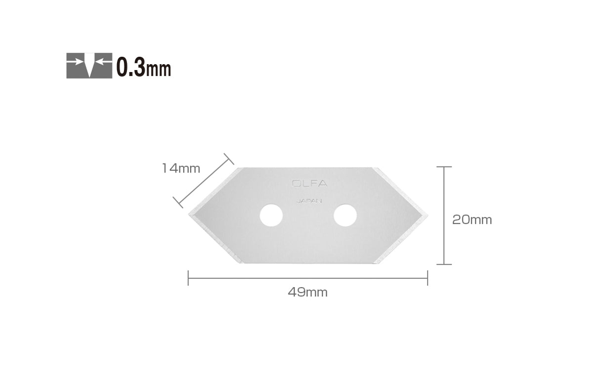 Olfa "MCB-1" Mat Cutter Blades - 5 Pack. Designed for Olfa Model No. MC-45.  Made in Japan. 091511500158. Made in Japan