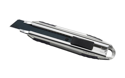 Olfa "MXP-AL" Utility Knife Die-Cast Aluminum Handle - 18 mm Blade. Heavy gauge stainless-steel blade channel. Autolock blade lock. Includes Olfa's ultra-sharp black blade - Premium carbon tool steel black LBB blade. 18 mm (3/4") wide blade - Heavy Duty snap-off knife. 091511220636. Contractor Grade. Made in Japan