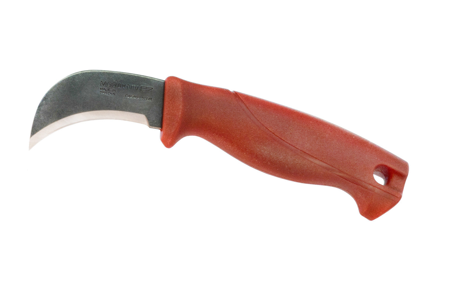 A Carbon Steel Roofing Felt Knife made by Mora Knife in Sweden. The hawkbill blade knife is also easy to sharpen when need arises. The handle is impact resistant. Made in Östnor, Sweden · Made of quality high carbon steel ~ 3-5/8" long sharp fixed blade ~ Impact resistant handle ~ Mora 11156