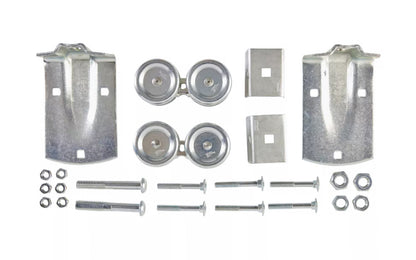 Zinc-Plated Box Rail Hanger Set - N112-102. Designed for use on box rail with wood-frame sliding doors from 1-1/2" to 2" thick. Designed for use with #59, #5100, #5103, #5104, #5105, #5110, #5114 or #5116 box rail. Barn Door Hardware. National Hardware Model No. N141-622. Made in USA. 038613112100
