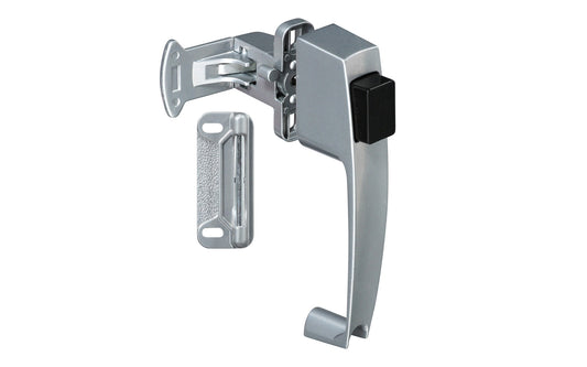 This Gray Finish Push Button Latch is designed for wood or metal screen & storm doors 1-3/4" hole spacing. Made of die-cast material with a black finish. National Hardware Model No. N178-368. 038613178366