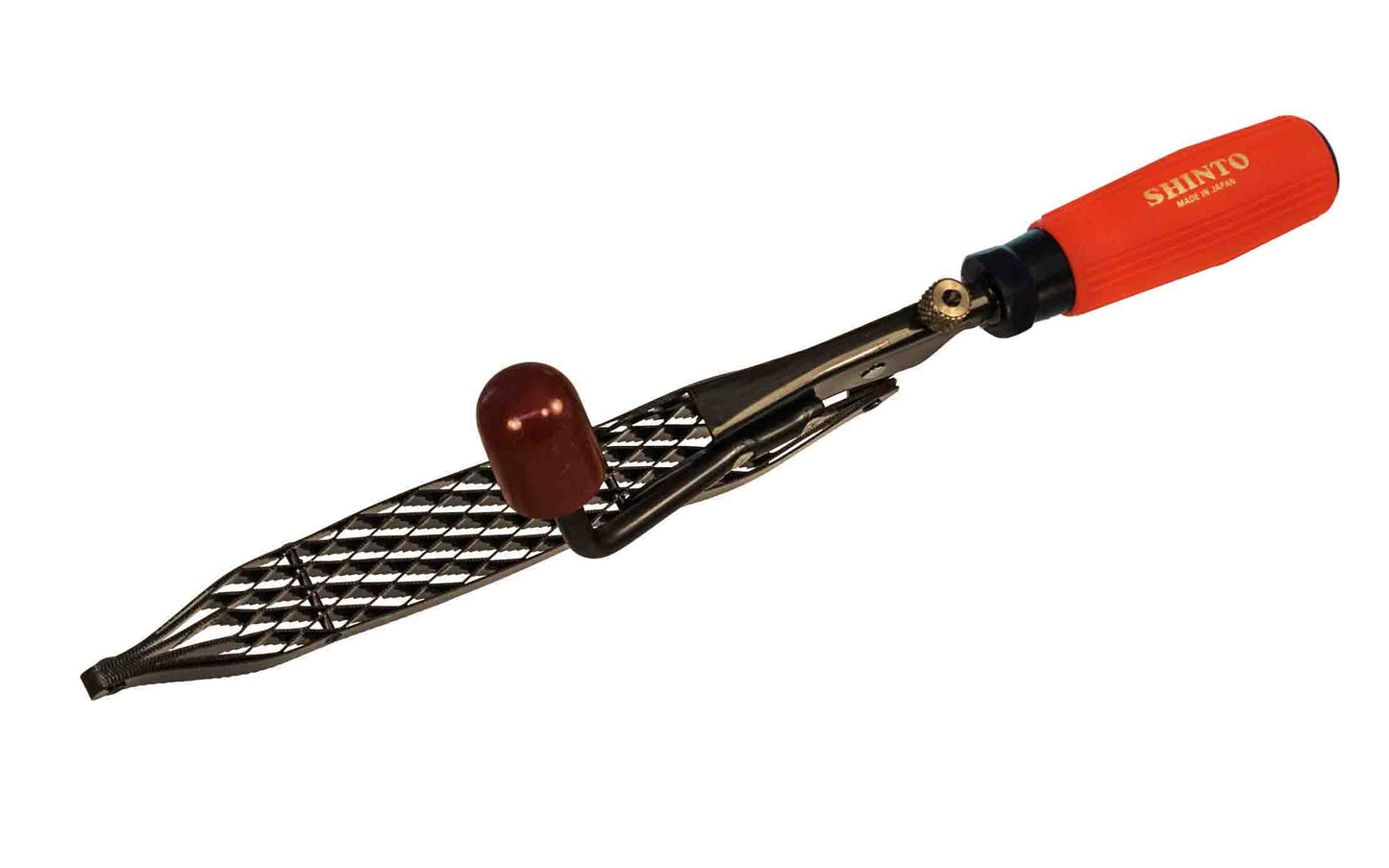 Made in Japan. Shinto Saw-Rasp Planer is a special 10" flat rasp made from ten high quality hardened steel teeth saw blades held together by rivets. Coarse & Fine sides. Hardened steel teeth with a special design to prevent clogging. Offset handle. Rubberized grip. Great for fast stock removal on wood, plastics