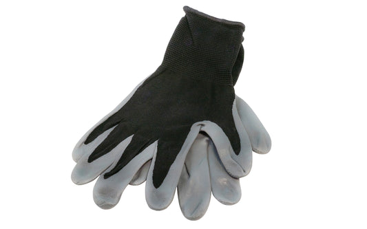 Nitrile Coated Palm Nylon Gloves. Features a nitrile coated palm for increased grip. Provides maximum dexterity & tactility. Resistant to abrasions. Available in small, medium, & large sizes. S, M, L sizing