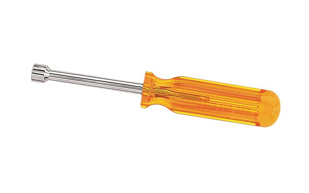 Klein Tools / Vaco 5/16" Nut Driver has a standard 3" shaft that works for most applications. The hollow shaft design facilitates work on stacked circuit boards and long bolt applications. Smooth Comfordome handles fit the palm of the hand comfortably. SAE Nut Drivers.    Made in USA.