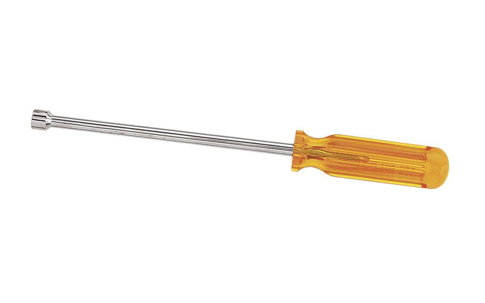 Klein Tools / Vaco 5/16" Nut Driver has a standard 6" shaft that works for most applications. The hollow shaft design facilitates work on stacked circuit boards and long bolt applications. Smooth Comfordome handles fit the palm of the hand comfortably. SAE Nut Drivers.    Made in USA.
