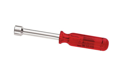Klein Tools / Vaco 5/8" Nut Driver has a standard 4" shaft that works for most applications. The hollow shaft design facilitates work on stacked circuit boards and long bolt applications. Smooth Comfordome handles fit the palm of the hand comfortably. SAE Nut Drivers.    Made in USA.