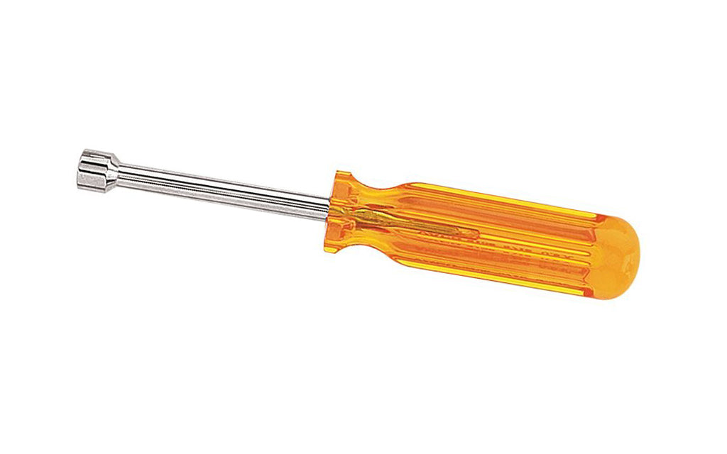 Klein Tools / Vaco 9/32" Nut Driver has a standard 3" shaft that works for most applications. The hollow shaft design facilitates work on stacked circuit boards and long bolt applications. Smooth Comfordome handles fit the palm of the hand comfortably. SAE Nut Drivers.    Made in USA.