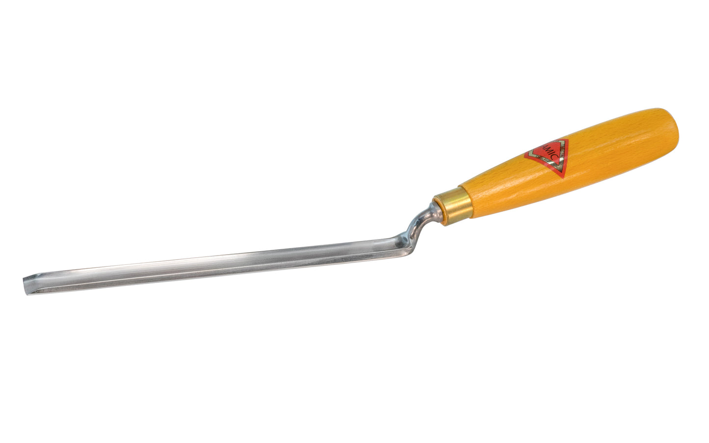 1/2" Offset Bent Paring Chisel made by Henry Taylor in England. Great for getting a perfect fit between joinery pieces, trimming & cleaning of mortises & intricate joints. Good for removing plugs that protrude, removing excess glue, cleaning glue lines, & cleaning out corners in woodwork. Diamic Model F2.