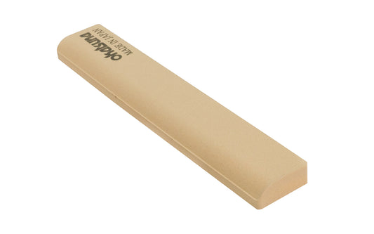 This Sharpening Waterstone by Okatsune uses only water as a sharpening agent. Slight round radius on one side on stone. Great for pruners. Medium grit waterstone. 4968779412010. Model 412. 6" Long  x  1" Wide  x  3/8" Thick . Made in Japan. Japanese waterstone.
