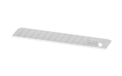 Olfa "AB-10S" 9 mm Replacement Stainless Blades - 10 Pack are manufactured from premium stainless-steel that are expertly honed for the perfect sharp edge. This combination creates a snap blade that can work in damp environments without rust or corrosion. Olfa Model AB-10S. 10 Blades. 091511500349. Made in Japan