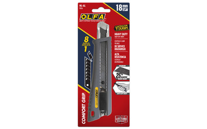 This Olfa 18 mm blade "NL-AL" Rubber-Grip Auto-Lock Utility Knife is part of the Comfort Grip Series that features an anti-slip handle with an ergonomic feel all-day comfort. The cushioned rubber grip delivers maximum control & stability. Tool-free blade change. 091511600278. Olfa Model NL-AL. Made in Japan