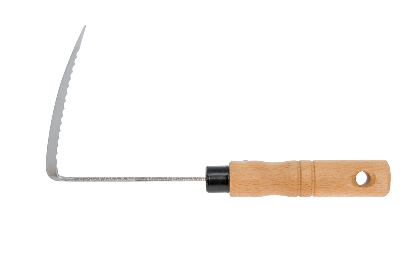 Made in Japan · Japanese Konkon Gama Stainless Steel Serrated Sickle Weeder. Made of stainless steel, the blade of this weeder is serrated & cuts tough weeds & roots. The blade is slightly curved which will help dig into the soil easily. Japanese Asano Weeder with Serration. Hardwood handle. 4538781020727. Taper Tip