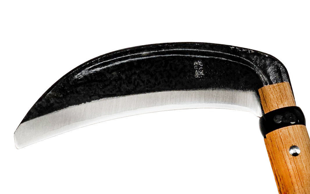 Japanese Atsugama Sickle ~ Heavy Duty ~Made in Japan · High quality carbon steel ~ 6-1/4" blade length ~ Curved blade slices grasses, thick stems & weeds ~ Great for weeding, gardening, & harvesting 