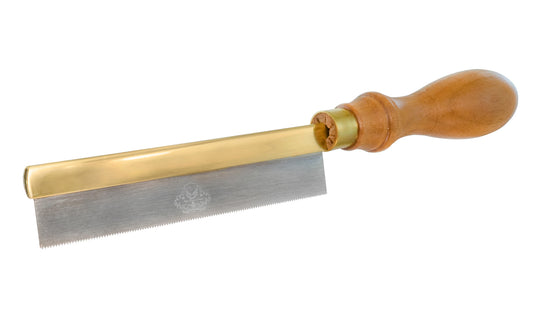This quality Pax Jewellers Saw allows smooth cuts in small, soft pieces of metal. It has a very fine blade with 25 TPI. The teeth have no set added, and a blade thickness of 0.010" (0.25 mm). The handle of the jeweler's saw is made of walnut hardwood. Made in Sheffield, England. Thomas Flinn & Co.